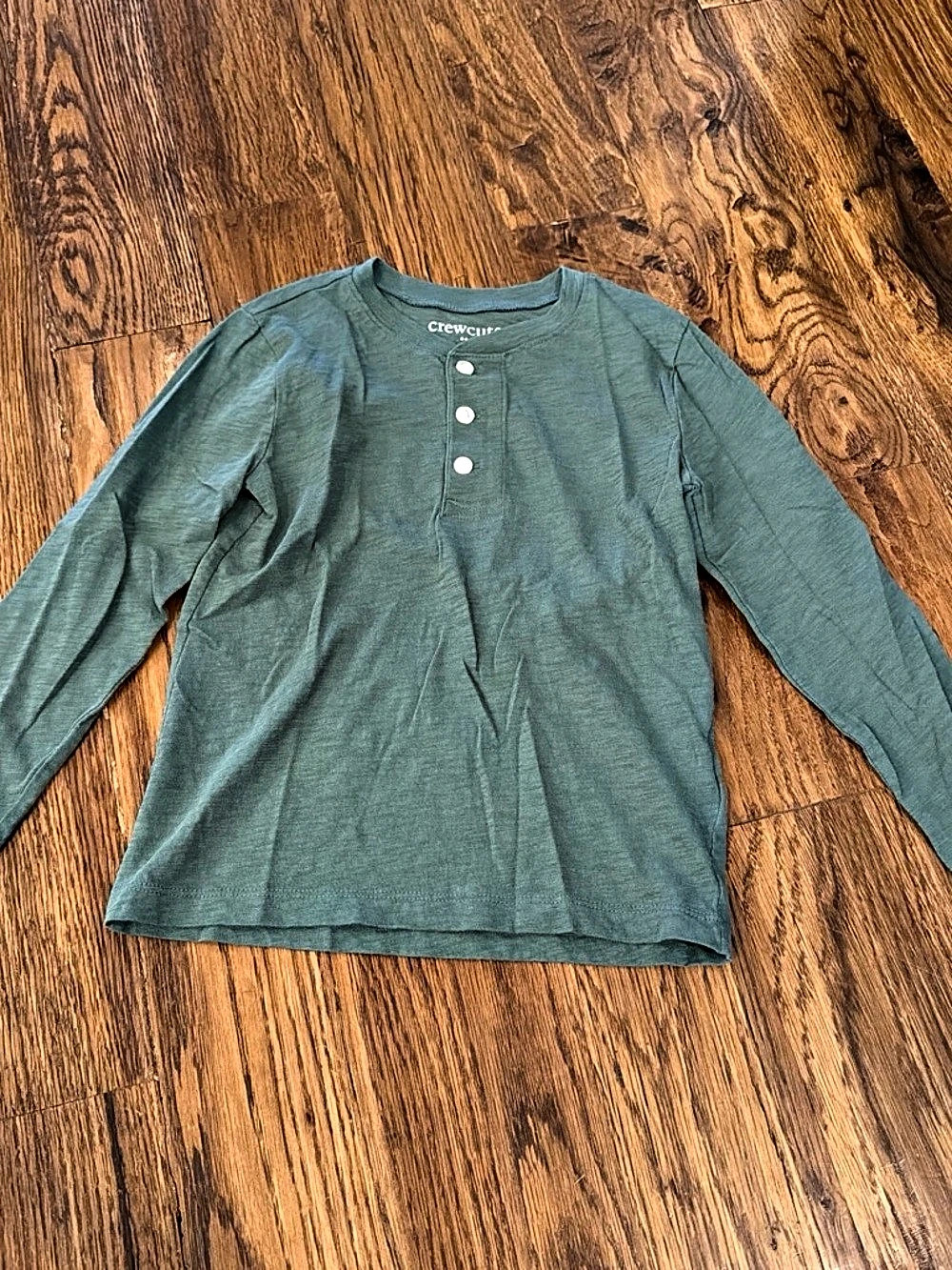 J.Crew Crewcuts Boys Long Sleeve Henley Cotton Green Size XS (4-5)
